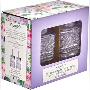 Godinger Mason Jars Glass Canister for Storage, Claro Purple 16oz Set Of 2